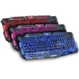 TAMEY Kabelgebundene Tastatur,3-farbig beleuchtete Tastatur,Crackle Dazzle Gaming-Tastatur (10 Sätze von Multimedia-Tasten,bequem und schnell)