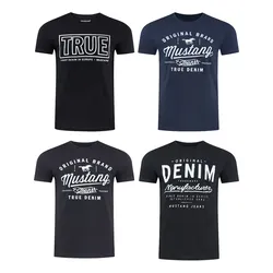 MUSTANG Tshirt Herren Baumwolle Regular Fit 4er Pack Regular Fit Blau XL