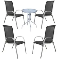 Mojawo - Bistrogarnitur 5-teilig Silbergrau/Schwarz