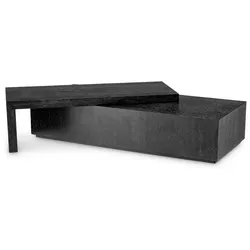 Casa Padrino Luxus Couchtisch Schwarzgrau - Massivholz Wohnzimmertisch mit drehbarer Tischplatte - Wohnzimmer Möbel - Hotel Möbel - Luxus Möbel - Luxus Einrichtung