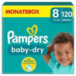 Pampers® Windeln baby-dryTM Monatsbox Größe Gr.8 (17+ kg) für Kids und Teens (4-12 Jahre), 120 St.