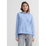 Cecil Hoodie CECIL Gr. XL (44), blau (soda blue) Damen Sweatshirts -jacken mit floralem Frontprint