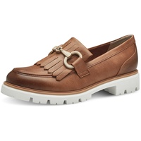 Marco Tozzi Damen Loafer mit Absatz mit Plateausohle Vegan, Braun (Cognac), 40