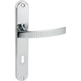 Domino Türgriff 72 Drückergarnitur BB-Buntbart Aluminium Chrom/Weiß