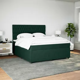 vidaXL Boxspringbett 180 x 200 cm Dunkelgrün