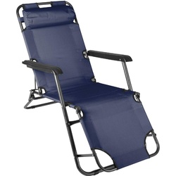 VCM, Liegestuhl, klappbare Sonnenliege Relaxliege Liegestuhl Navy Klappliege Stahl