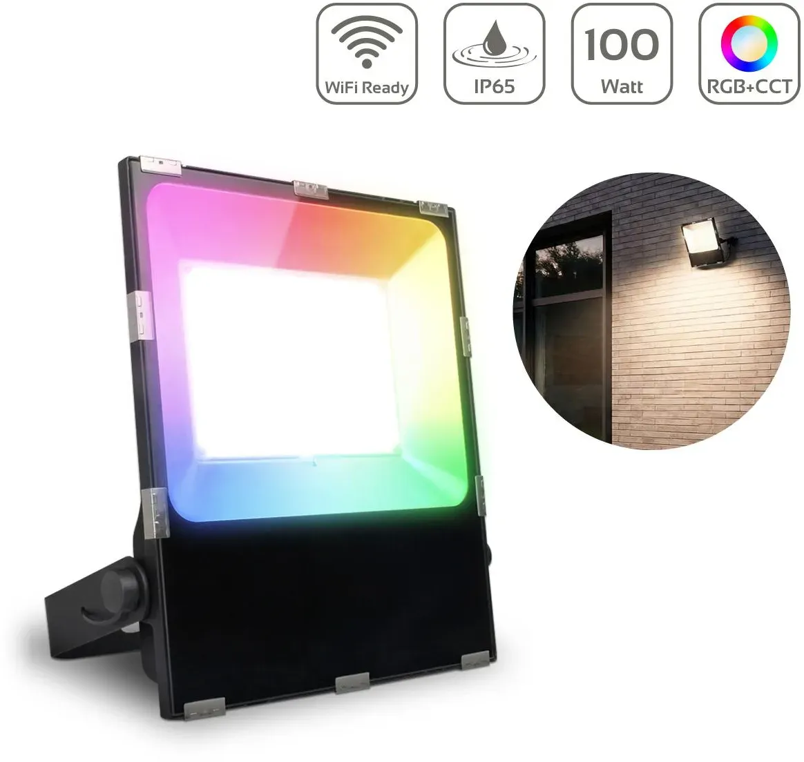 MiBoxer RGB+CCT LED Außenstrahler WiFi Farbwechsel Fluter - Ausführung: 100W FUT...