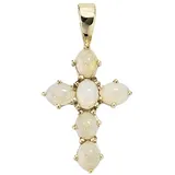JOBO Kreuzanhänger Anhänger Kreuz, 585 Gold mit Opal gelb|goldfarben