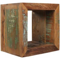 möbelando Beistelltisch Beistelltisch Kalkutta 45 x 45 x 35 cm, Massivholz Cube Tisch für, Nachtkästchen braun