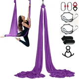 Vevor Aerial Yoga Hängematte Set 8 x 2,8 m, Lila Aerial Yoga Swing Air Fliegen, Indoor Aerial Yoga Hammock Swing 1000 kg Max. Tragfähigkeit, inkl. - Lila