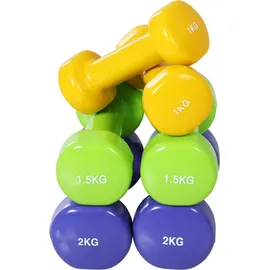 Homcom Hantelset Hantel-Set 4 Hantelpaare 0,5 kg/1 kg/1,5 kg/2 kg mehrfarbig