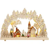 SIKORA LB52 beleuchteter LED Holz Schwibbogen WINTERDORF inklusive Trafo