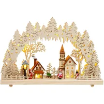 SIKORA LB52 beleuchteter LED Holz Schwibbogen WINTERDORF inklusive Trafo