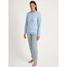 CALIDA Sweet Dreams Bündchen-Pyjama Damen, aus 100% Baumwolle, Hose mit stoffbezogenem Gummibund