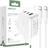 OEM Acefast 2W1 Netzwerk-Ladegerät 2x Usb C / Usb 65w Pd, Qc 3.0+Kabel Weiß