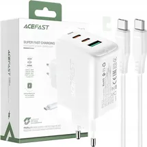OEM Acefast 2W1 Netzwerk-Ladegerät 2x Usb C / Usb 65w Pd, Qc 3.0+Kabel Weiß