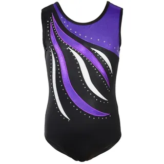 XIUsheUA Turnanzug Mädchen Kurzarm Lila Ballett Tanz Gymnastik Tanzbekleidung Jumpsuit for Mädchen Ärmellos Glänzend Strass Metallic Eislaufen Bodysuit Gymnastikanzug(Purple,11-12Y)