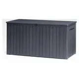 Gartenbox 643L – Wetterfeste Auflagenbox mit Gasdruckfeder, abschließbar, Kunststoff in Holzoptik, grau, 146x74x70 cm - Grau