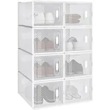 Woltu Schuhregal 25 x 19 x 35 cm transparent, stapelbar / weiß