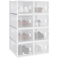 Woltu Schuhregal 25 x 19 x 35 cm transparent, stapelbar / weiß