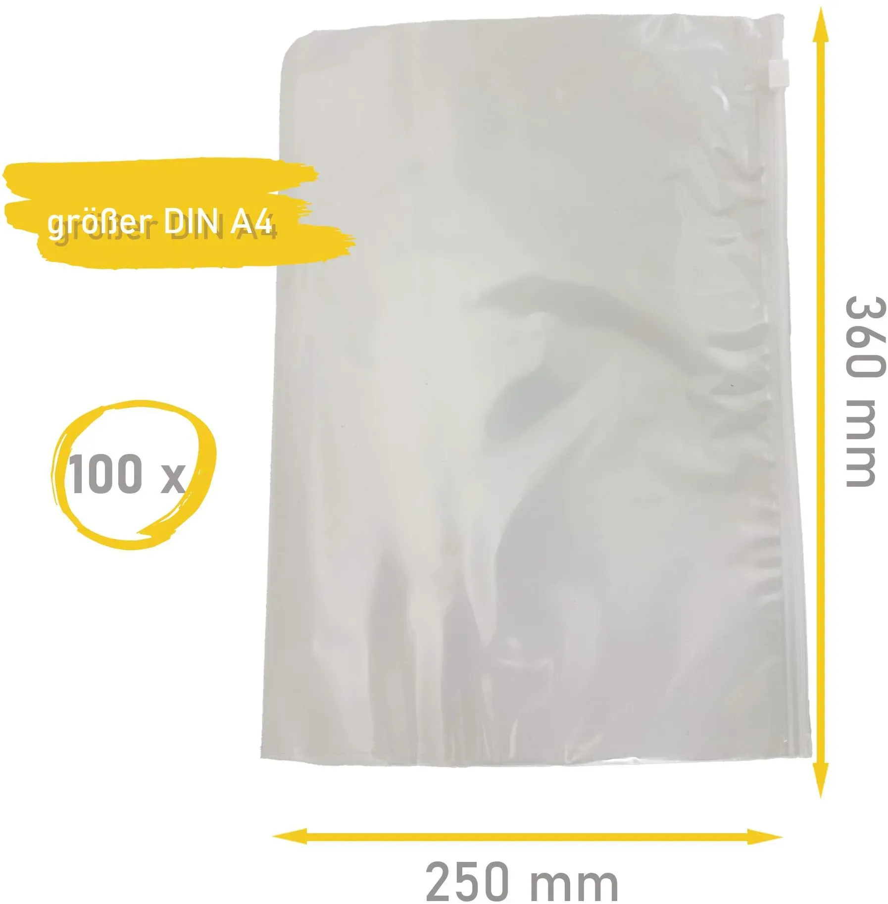 Axis Line 100 x Dokumententasche größer als A4 360x250 mm, Starke Zipper Beutel, Wasserfeste Dokumentenbeutel sicheren Gleitverschluss Zip Beutel