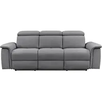 Home Affaire 3-Sitzer HOME AFFAIRE "Pareli 229cm, manuelle u. elektr. Relaxfunktion in 2 Sitzen", grau (anthrazit), B:229cm H:98cm T:142cm, Webstoff (95% Polyester 5%Nylon), Sofas, USB, KT-Verstellung, LED Beleuchtung, in Echtleder, Kunstleder, Web