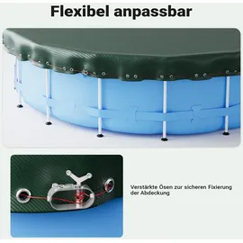 Wiltec Poolabdeckung schwarz/grün Ø 610 cm