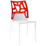 Papatya Stuhl Ego-Rock  Weißer 01 Stuhlsitz  Oberteil Transparent Rot 29