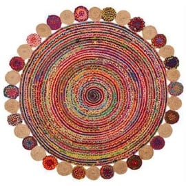 DKD Home Decor Teppich aus Baumwolle, Mehrfarbig, Jute (160 x 160 x 1 cm)
