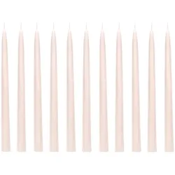 PartyDeco 10 Stabkerzen 24cm - Leuchterkerzen Tafelkerzen Spitzkerzen Dekokerzen Kerzen für Geburtstag Hochzeit Verlobung Geburt Babyparty Party Deko Beige Matt