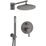 Lomadox Duschsystem Unterputz Mit Regendusche Und Armatur Arnika-30 Titanium, B/h/t: 25/130/21 Cm