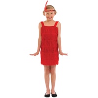 Fun Shack Rot Charleston Kleid Kinder, 20er Jahre Kostüm Mädchen, 20er Jahre Kostüm Kinder, Charleston Kleid 20er, Charleston Kleid Fasching, Charleston Kleid Zubehör, Paillettenkleid Kinder XL