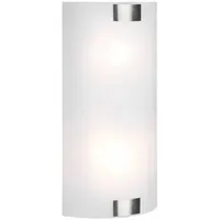 MeineWunschleuchte Große Wandleuchte mit Glasschirm Weiß, Halterungen Silber, matt,