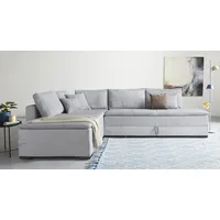 Home Affaire Ecksofa HOME AFFAIRE "Night & Day L-Form, B: 321 cm, mit Dauer-Schlaffunktion 180x200 cm", grau (hellgrau), B:321cm T:218cm, 100% Polyester, Sofas, Ecksofa, Bettfunktion, Bettkasten, Topper & 3 Zierkissen, Boxspringbett in Cord
