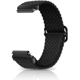 CeiBand Geflochtenes Solo Loop Elastische Armband, 18mm 19mm 20mm 22mm Schnell Verstellbares Herren Damen Weiches Aatmungsaktive Sportbänder Uhrenarmbänder Ersatzarmband - Schwarz