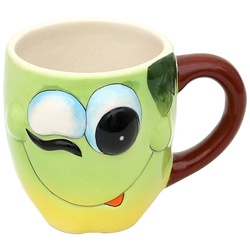 Dekohelden24 Tasse Keramik Kaffeebecher – Tasse als Apfel Größe H/Ø: 9 x 12 cm, Dolomite