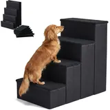 Relaxdays Faltbare Hundetreppe mit Stauraum Schwarz L