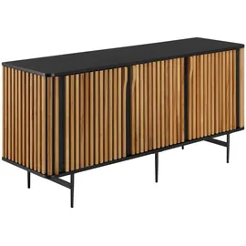 Tectake Sideboard Lineo 156 x 45,5 x 74 cm Braun/Schwarz