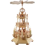 Erzgebirge Weihnachts-Pyramide 2 Etagen Holz natur LED elektrisch 50 cm Deko