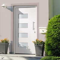 vidaXL Eingangstür Haustür Wohnungstür Nebeneingangstür Außentür Kellertür Tür Mehrzwecktür Schlüsselsatz Alu Aluminium PVC Weiß 110x210cm