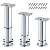 ID Dinkel Möbelfüße verstellbar 20-37cm (4 Stück) Metall Chrom-glänzend Ø38mm Schrankfüße höhenverstellbar für Schrank, Sofa, Bett, Tisch & Regale
