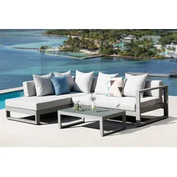 OUTFLEXX Willis Ecklounge, silber, Aluminium/Polyester, 5 Personen, inkl. Beistelltisch