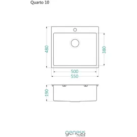 alveus cz Quarto Edelstahl rechts Einbauspüle Handbetätigung 550 x 480 mm