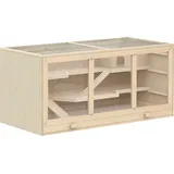 PawHut Hamsterkäfig aus Naturholz  Dreistöckiger Nagerkäfig mit Treppen, PVC, 115x57x55cm  Aosom