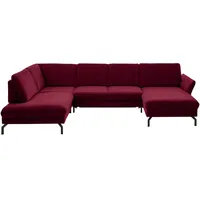 Beldomo System Wohnlandschaft, Rot, Beere, Textil, 5-Sitzer, U-Form, 335x220 cm, Goldenes M, Stoffauswahl, Sitzqualitäten, seitenverkehrt erhältlich, individuell planbar, Wohnzimmer, Sofas & Couches, Wohnlandschaften, Wohnlandschaften in U-Form