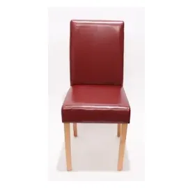 Mendler 4er-Set Esszimmerstuhl Stuhl Küchenstuhl Littau ~ Leder, rot helle Beine