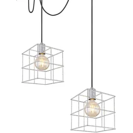 ETC Shop Hängeleuchte Pendellampe Deckenleuchte Wohnzimmerlampe Esszimmerleuchte, 3 Flammig, höhenanpassbar, Gitterschirme, Metall zink, E27, d 20 cm