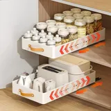 Garvee Küchenschrank Organizer ausziehbar, Schrankauszug Küche verstellbar 32–53 cm, mit Griff, leise Laufschienen, ohne Bohren, Karbonstahl, für Vorratsschrank Bad Kleiderschrank, Breite 35 cm