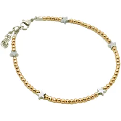 Fußkette FIRETTI "Schmuck Geschenk Sterne", gold (edelstahlfarben, goldfarben, goldfarben), Fußkettchen, Edelstahl, Made in Germany - mit Hämatine