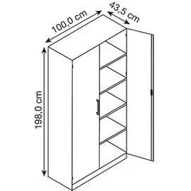 Californian Products CP Stahlschrank C 3000 Asisto 141002-000 S10020 lichtgrau 100,0 x 43,5 x 198,0 cm, aufgebaut